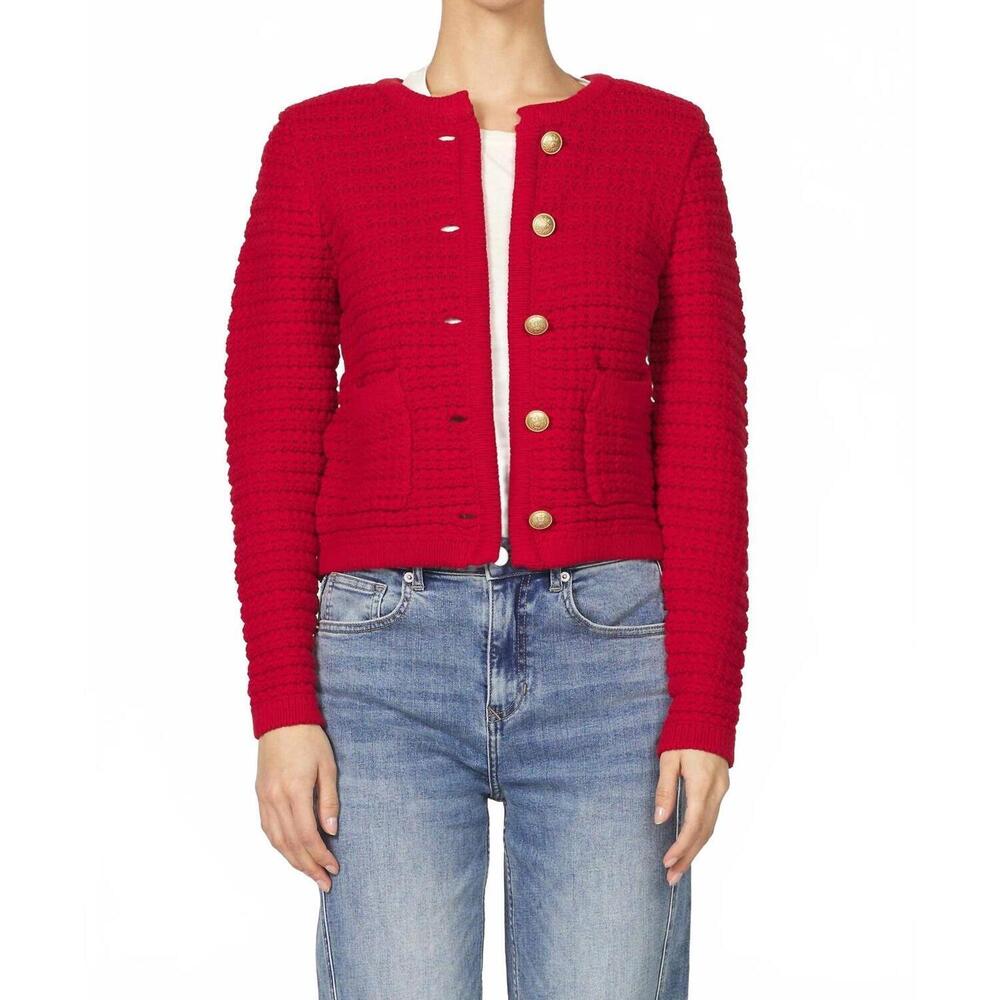 NEW DEAR JOHN DENIM cambria knit jacket in cherry red